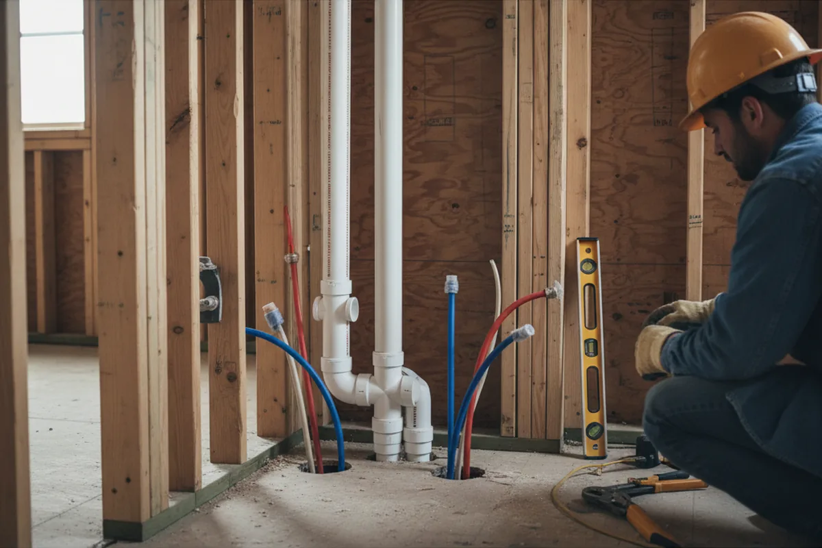 Drain and supply rough-in during Drain Cleaning in Valley City