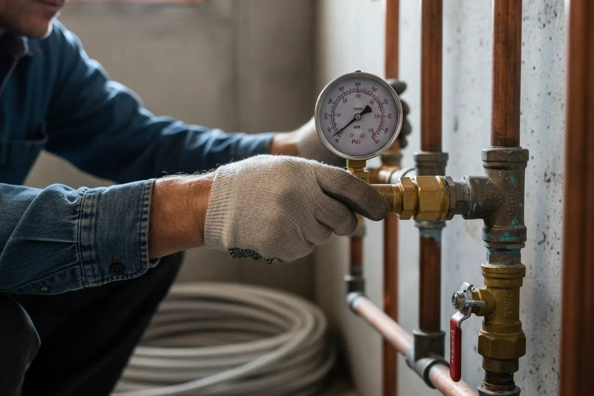 Pressure testing a repaired line during Water Line Repair in Valley City